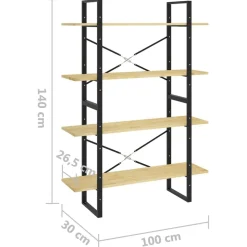 2-tasoinen kirjahylly 100x30x70 cm lastulevy harmaa