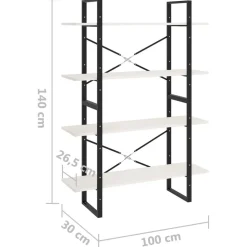 2-tasoinen kirjahylly 100x30x70 cm lastulevy harmaa