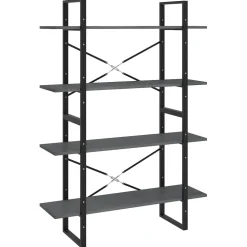 2-tasoinen kirjahylly 100x30x70 cm lastulevy harmaa