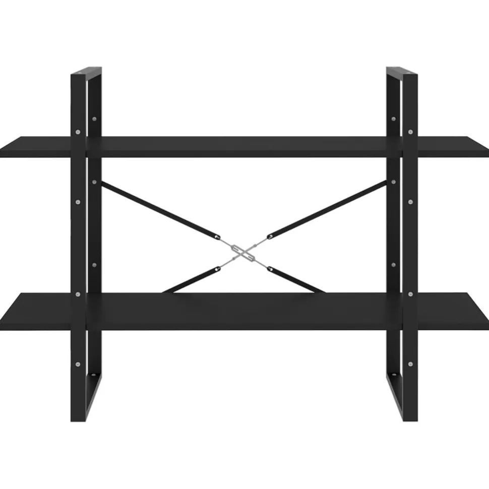 2-tasoinen kirjahylly 100x30x70 cm lastulevy harmaa