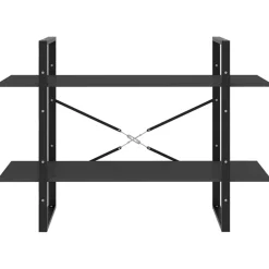 2-tasoinen kirjahylly 100x30x70 cm lastulevy harmaa