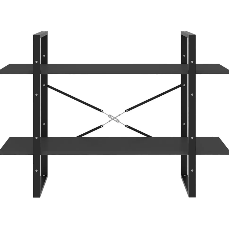 2-tasoinen kirjahylly 100x30x70 cm lastulevy harmaa