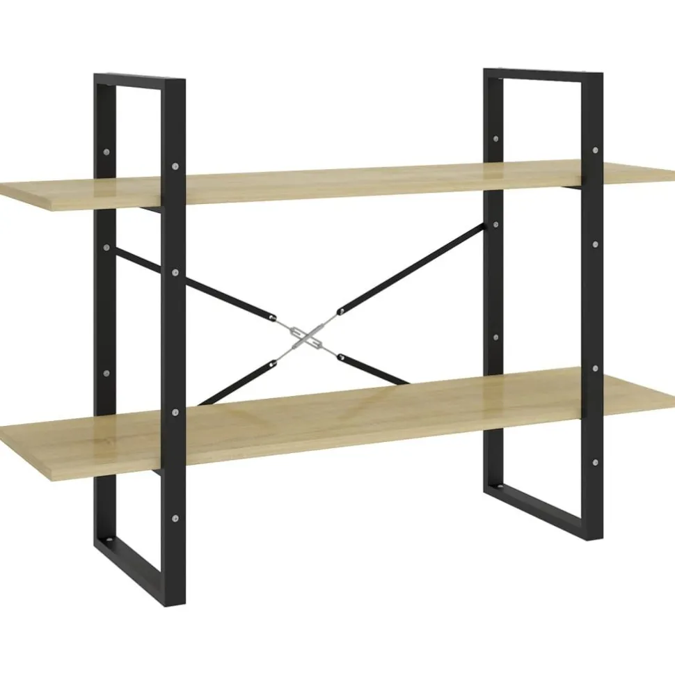 2-tasoinen kirjahylly 100x30x70 cm lastulevy harmaa