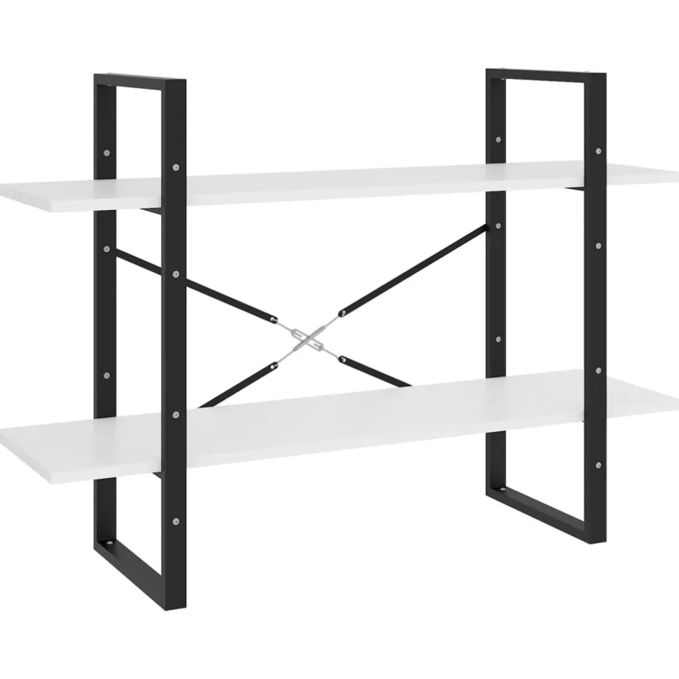 2-tasoinen kirjahylly 100x30x70 cm lastulevy harmaa