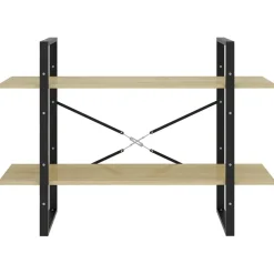 2-tasoinen kirjahylly 100x30x70 cm lastulevy harmaa