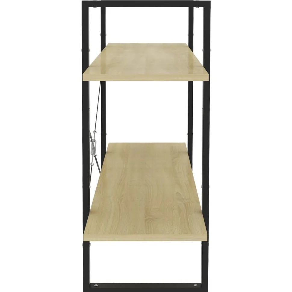 2-tasoinen kirjahylly 100x30x70 cm lastulevy harmaa