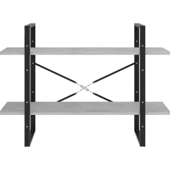 2-tasoinen kirjahylly 100x30x70 cm lastulevy harmaa
