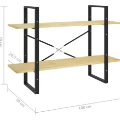 2-tasoinen kirjahylly 100x30x70 cm lastulevy harmaa