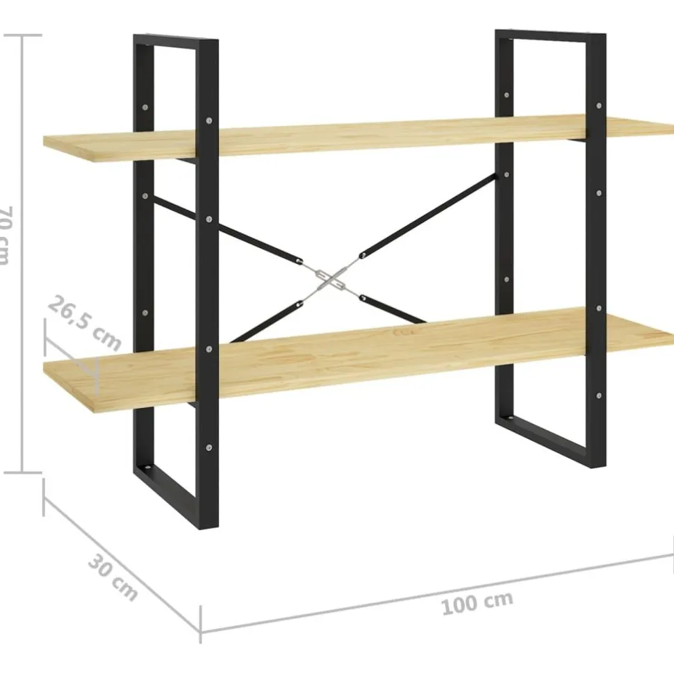 2-tasoinen kirjahylly 100x30x70 cm lastulevy harmaa