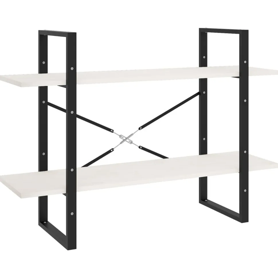 2-tasoinen kirjahylly 100x30x70 cm lastulevy harmaa