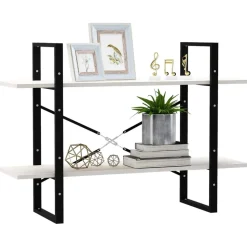 2-tasoinen kirjahylly 100x30x70 cm lastulevy harmaa