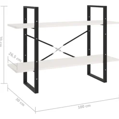 2-tasoinen kirjahylly 100x30x70 cm lastulevy harmaa