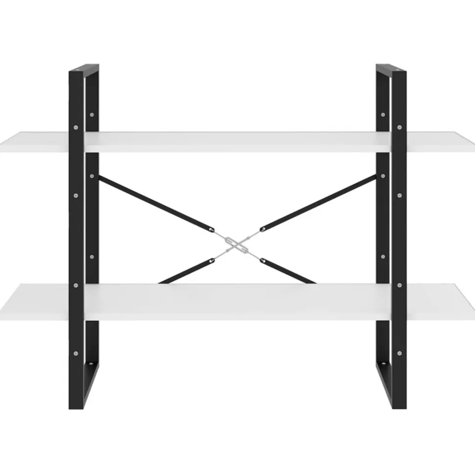 2-tasoinen kirjahylly 100x30x70 cm lastulevy harmaa