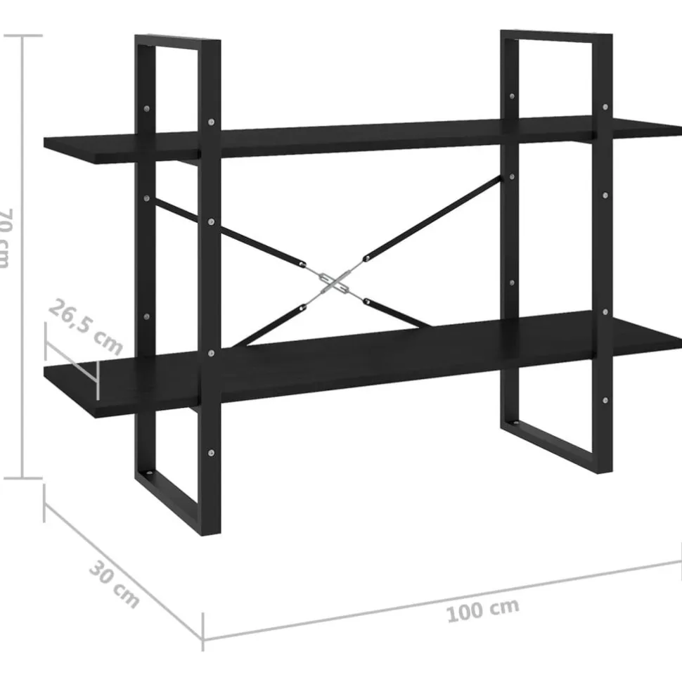 2-tasoinen kirjahylly 100x30x70 cm lastulevy harmaa