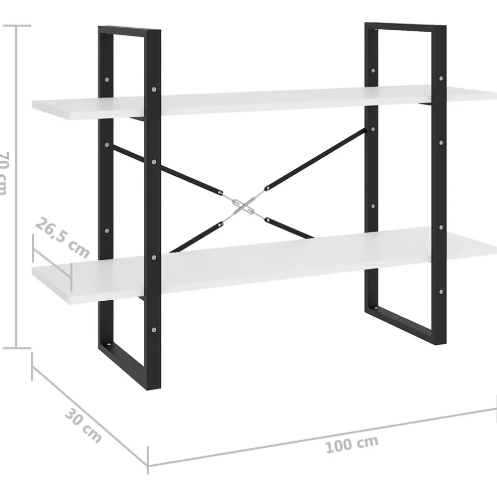 2-tasoinen kirjahylly 100x30x70 cm lastulevy harmaa