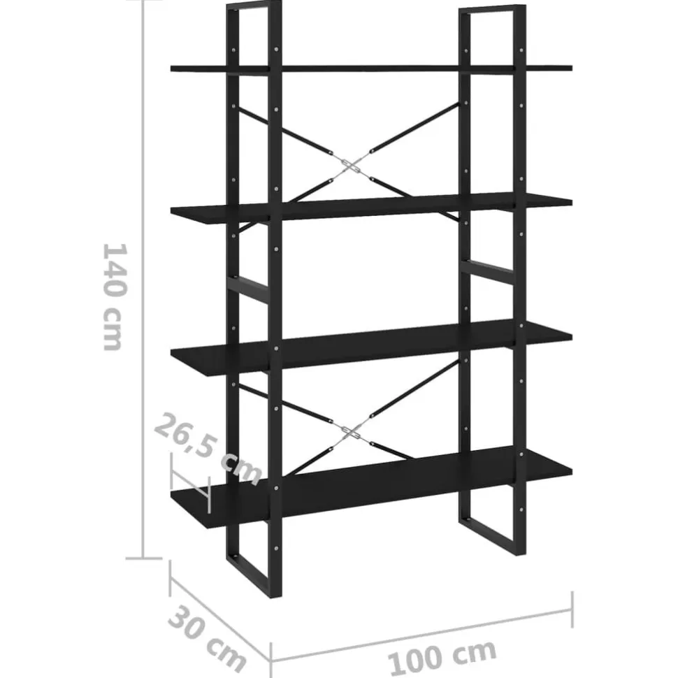 2-tasoinen kirjahylly 100x30x70 cm lastulevy harmaa