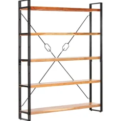 3-tasoinen kirjahylly 77x30x80 cm mangopuu ja rauta