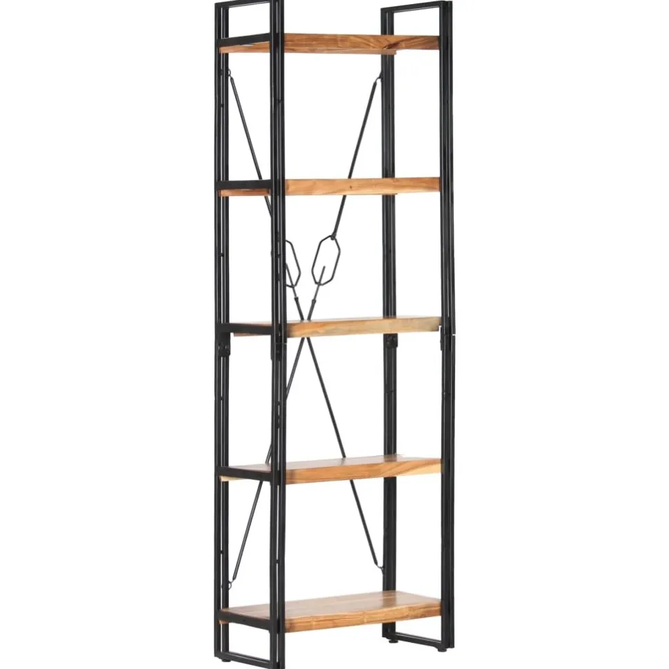 3-tasoinen kirjahylly 77x30x80 cm mangopuu ja rauta