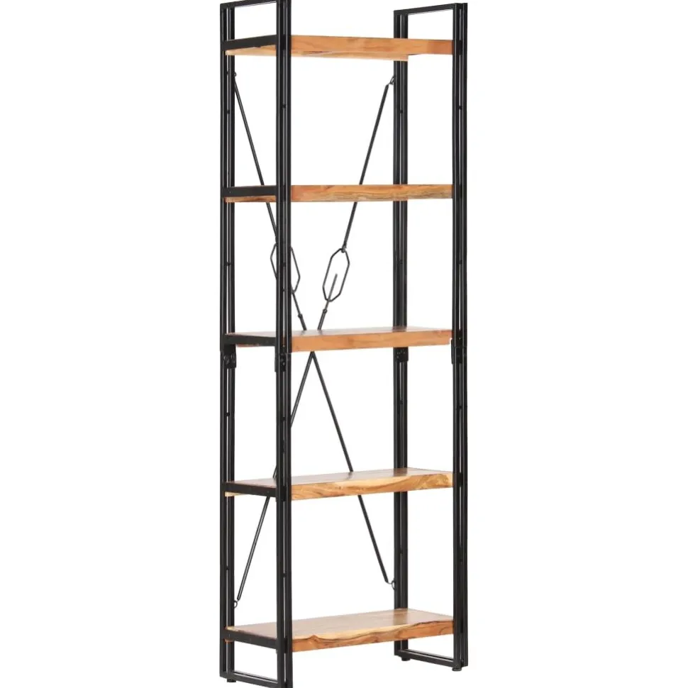 3-tasoinen kirjahylly 77x30x80 cm mangopuu ja rauta