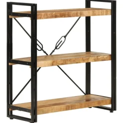 3-tasoinen kirjahylly 77x30x80 cm mangopuu ja rauta