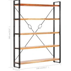 3-tasoinen kirjahylly 77x30x80 cm mangopuu ja rauta