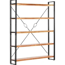 3-tasoinen kirjahylly 77x30x80 cm mangopuu ja rauta