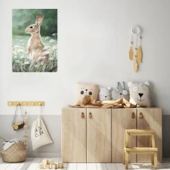 Taulu Home4You 50x70 cm, jänis niityllä, monivärinen