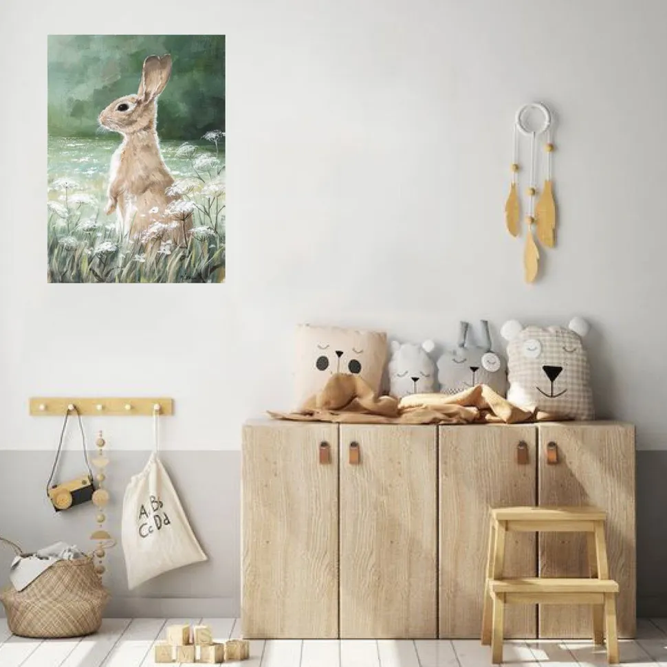 Taulu Home4You 50x70 cm, jänis niityllä, monivärinen