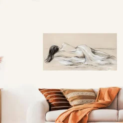 Taulu Home4You 60x120 cm, lepäävä kaunotar, beige