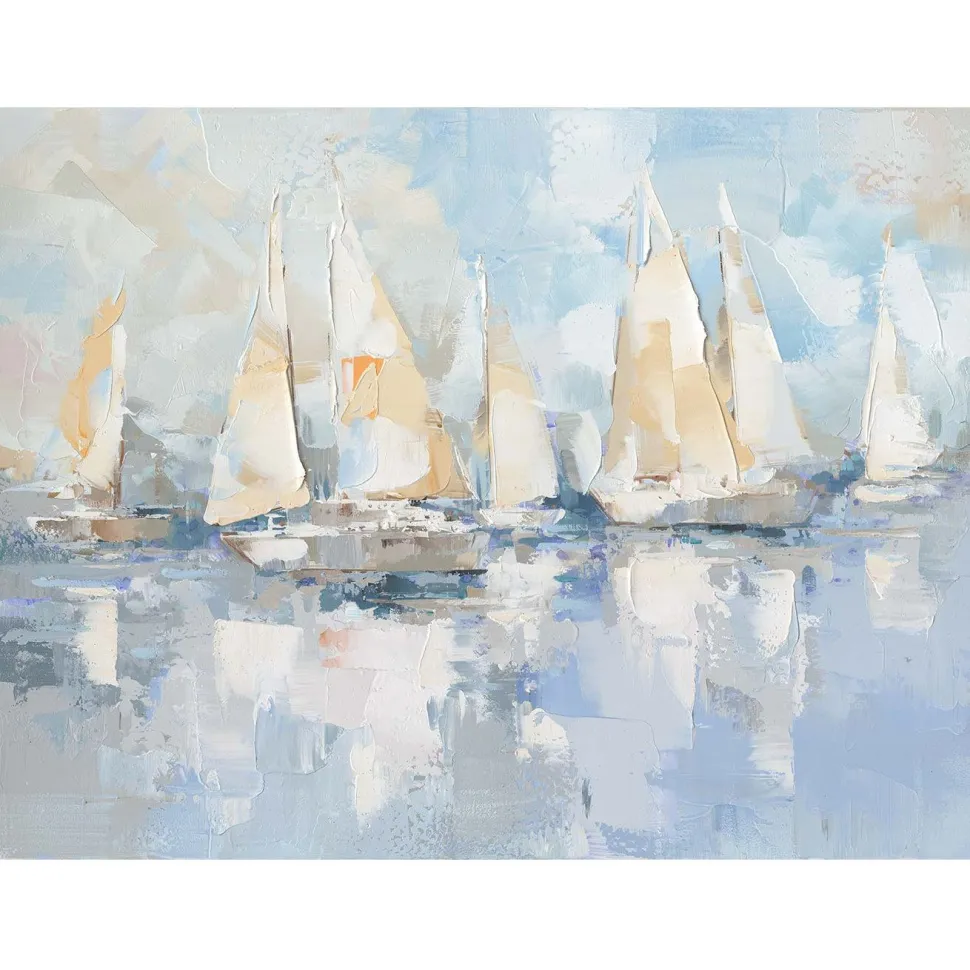 Taulu Home4You 120x90 cm, purjeveneet merellä, sininen