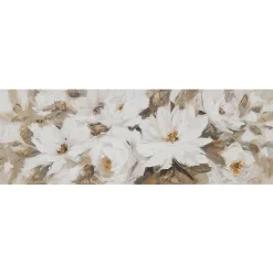Taulu Home4You 50x150 cm, valkoiset kukat, beige