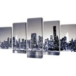Taulusarja new york taivaanranta mustavalkoinen 200 x 100 cm