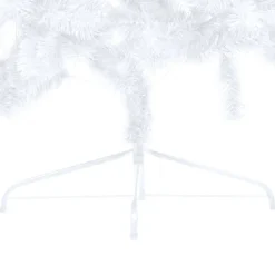 Tekojoulukuusen puolikas valkoinen LED-valo ja pallot eri kokoja