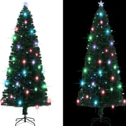 Tekojoulukuusi jalustalla, 5 eri väristä valoa, 240cm, 380 oksaa