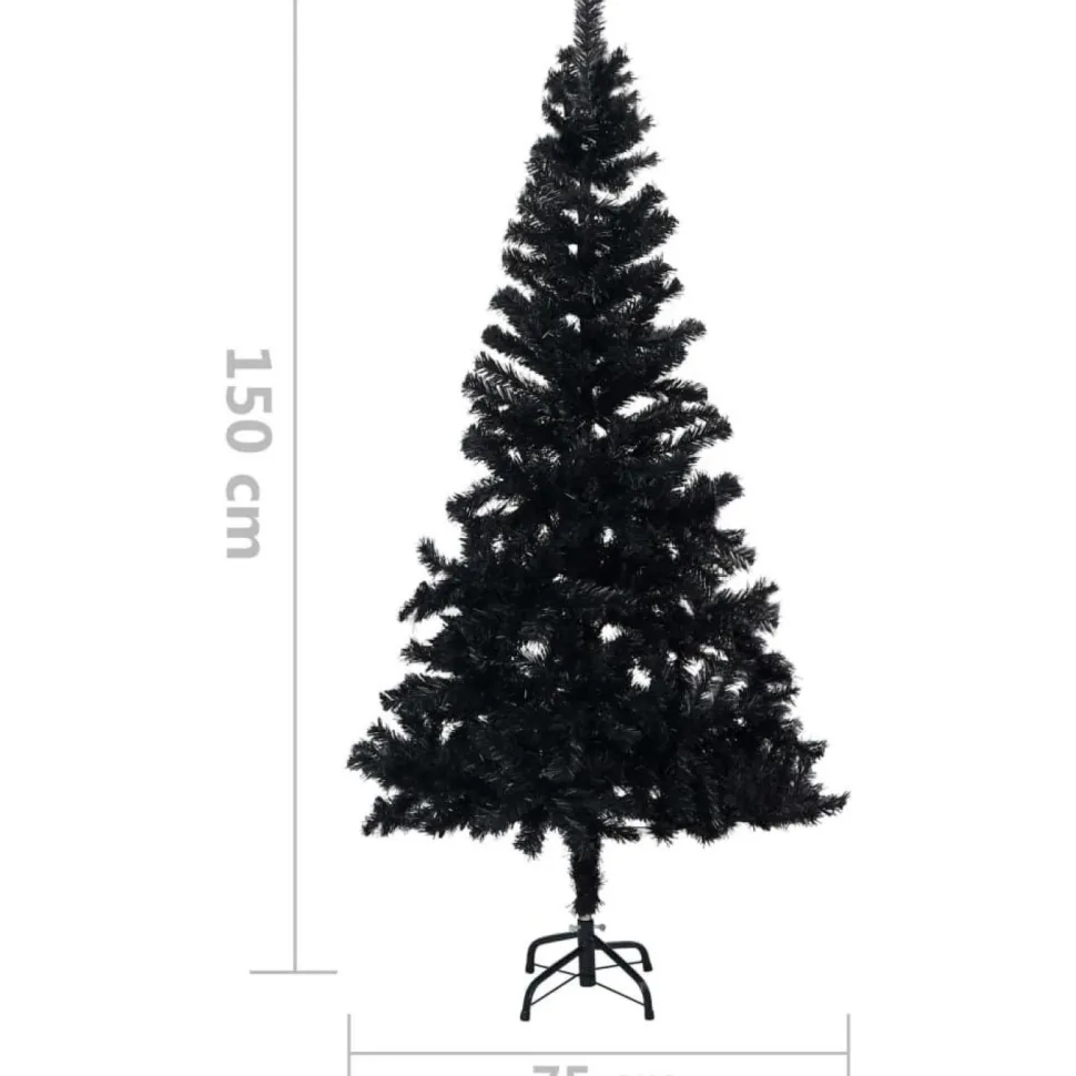Tekojoulukuusi jalustalla, musta, 150cm, PVC