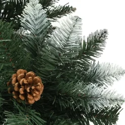 Tekojoulukuusi kävyillä ja valkoisella kimalluksella, 210cm