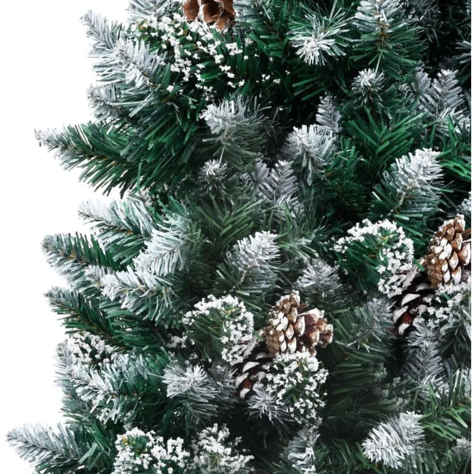 Tekojoulukuusi kävyillä ja valkoisella lumella, 150cm
