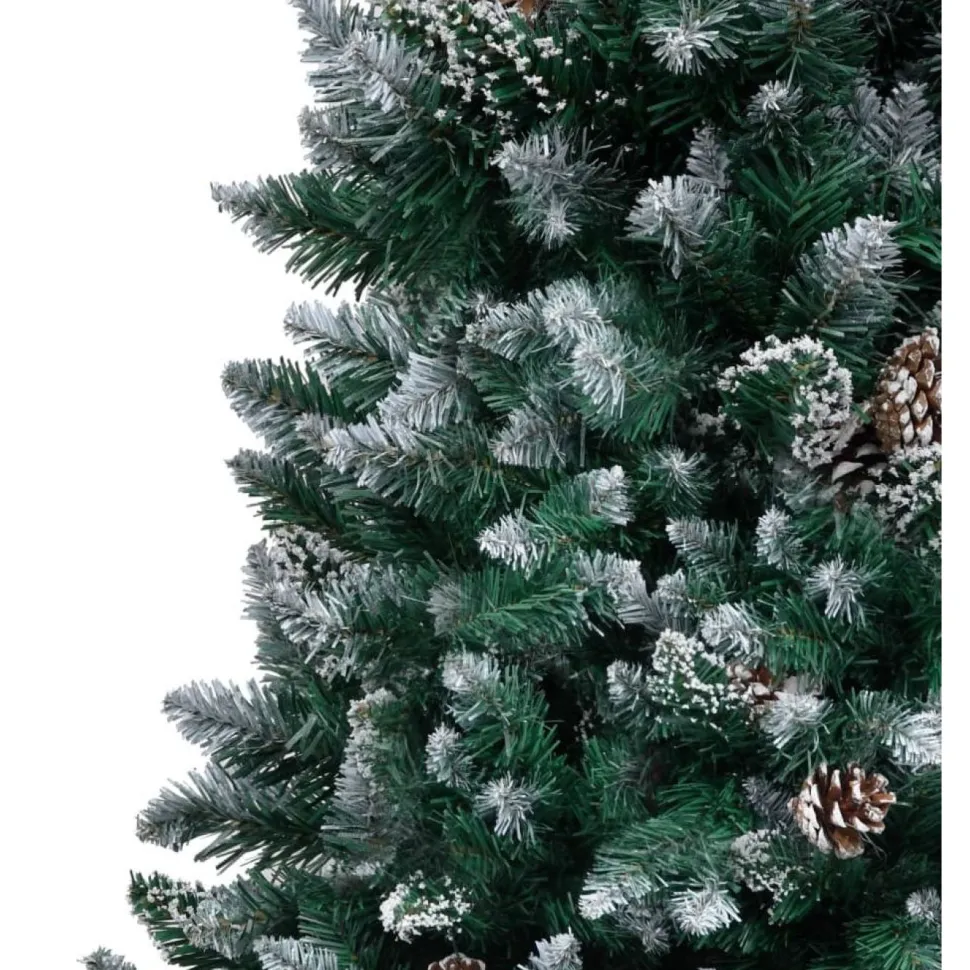 Tekojoulukuusi kävyillä ja valkoisella lumella, 210cm