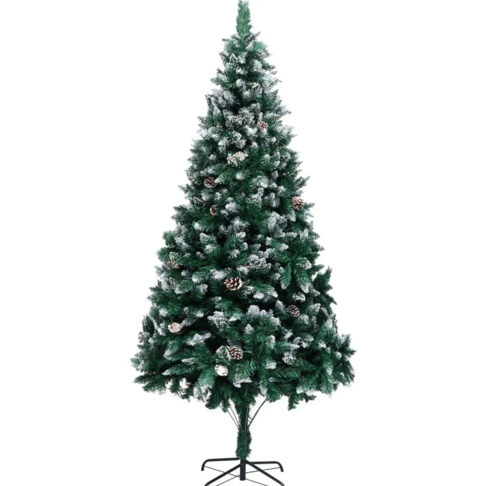 Tekojoulukuusi kävyillä ja valkoisella lumella, 240cm