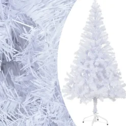 Tekojoulukuusi LED-valoilla ja palloilla valkoinen eri kokoja