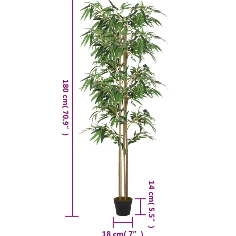 Tekokasvi bambupuu 180 cm, 1216 lehteä, vihreä