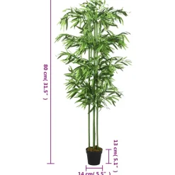 Tekokasvi bambupuu, 240 lehteä, 80 cm, vihreä