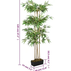 Tekokasvi bambupuu, 760 lehteä, 120 cm, vihreä