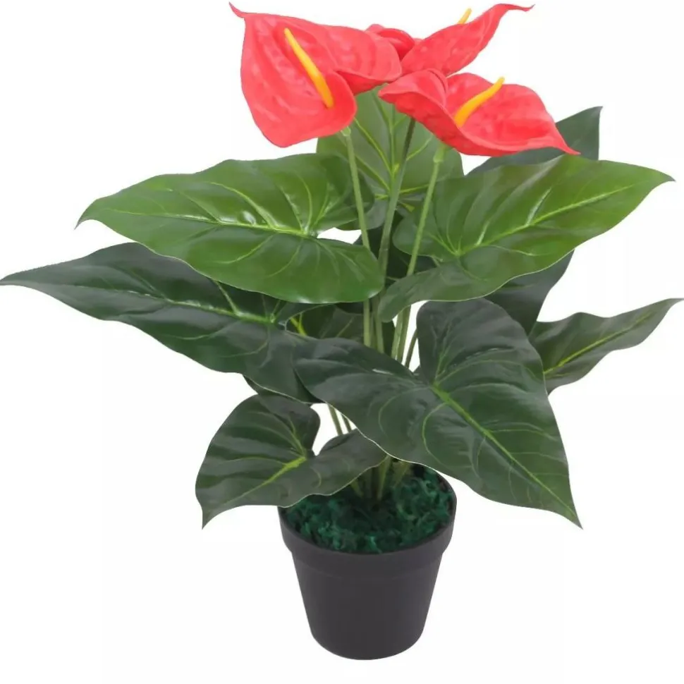 Tekokukka ruukulla flamingokukka 45cm punainen ja keltainen