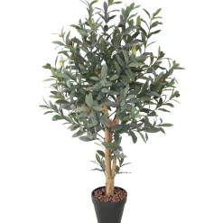 Tekopuu Home4You OLIVE, K90 cm, 2 puurunkoa, musta ruukku, vihreä
