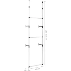 Teleskooppinen vaatekaappijärjestelmä 1 tangoilla alumiini 70cm