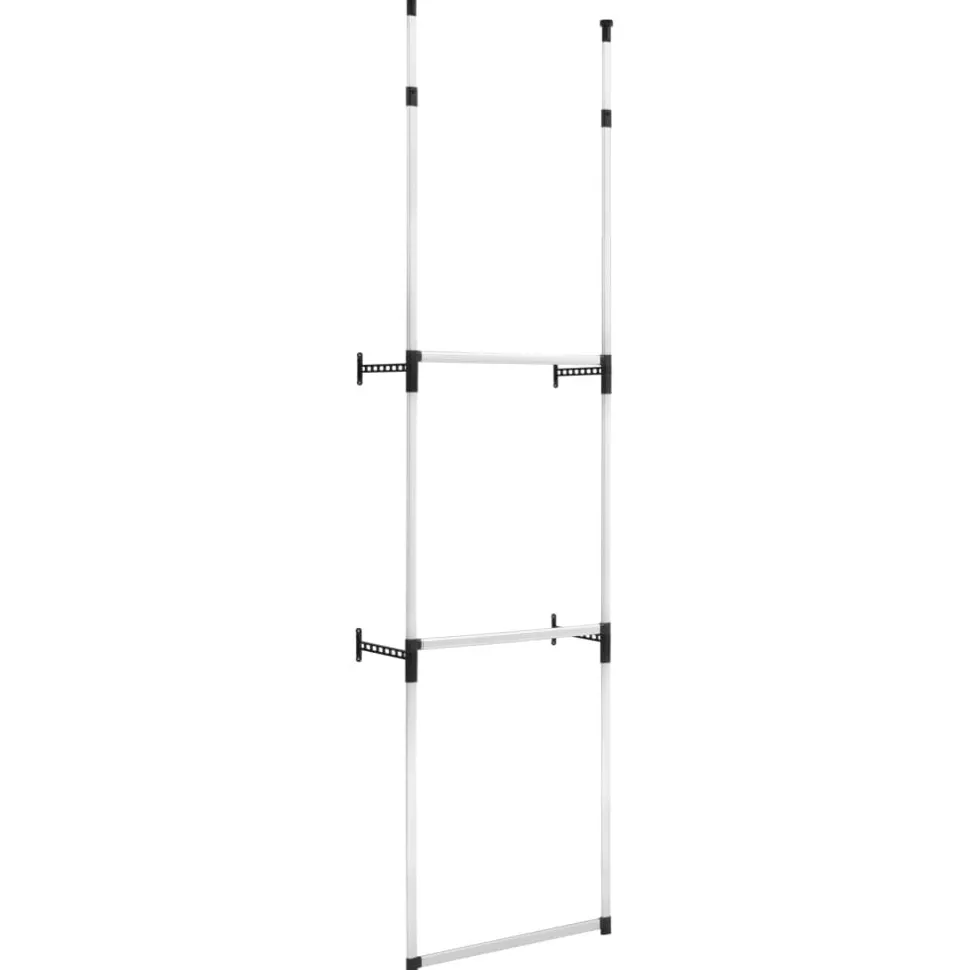 Teleskooppinen vaatekaappijärjestelmä 2 tangoilla alumiini 110cm
