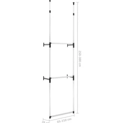 Teleskooppinen vaatekaappijärjestelmä 2 tangoilla alumiini 110cm