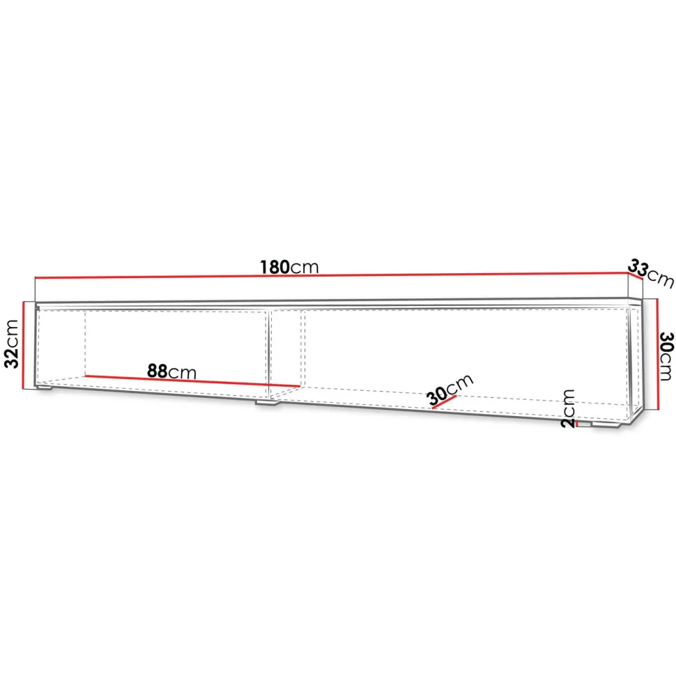 TV-taso D 180 MDF, eri värivaihtoehtoja