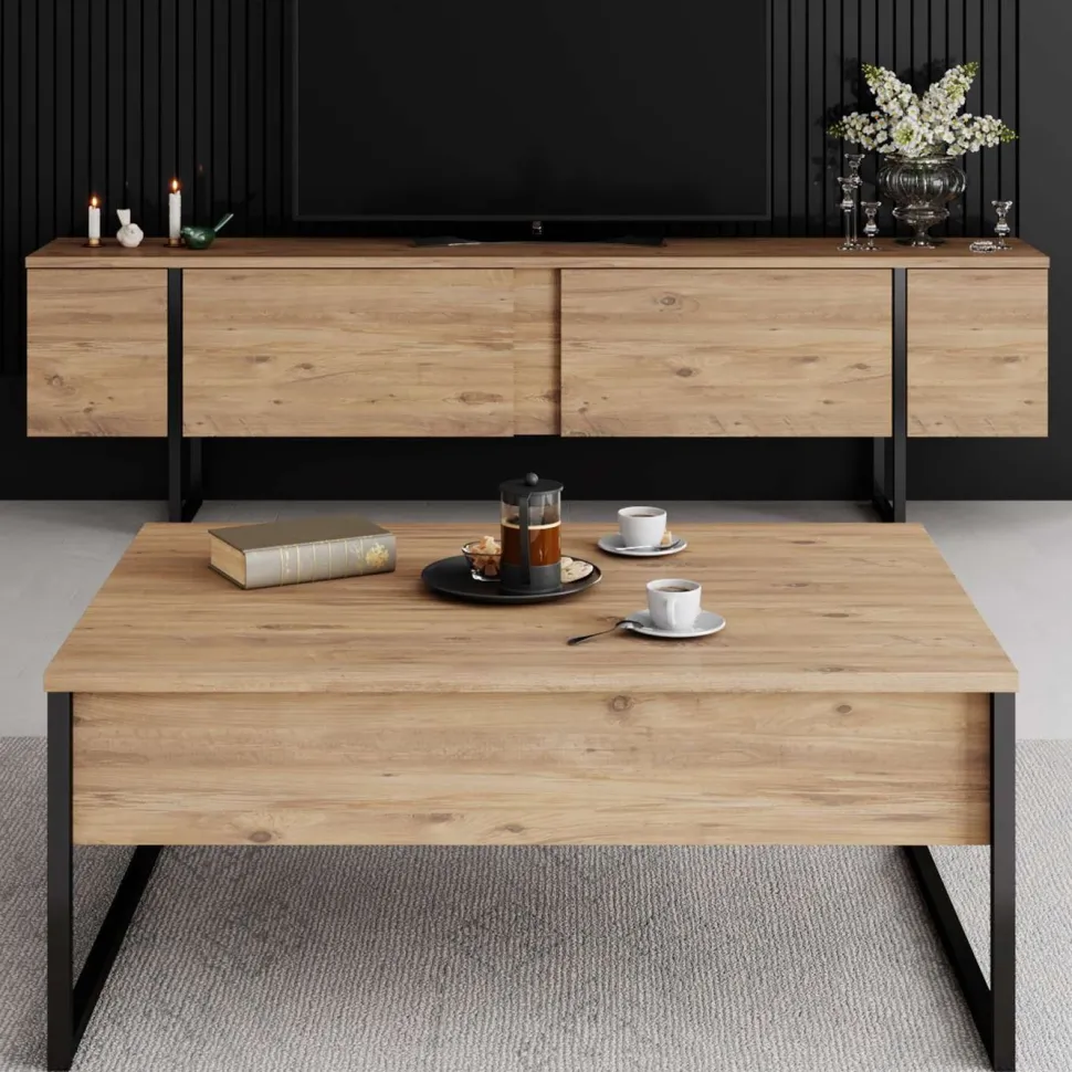 TV-taso Linento Furniture Luxe, leveys 180cm, ruskea